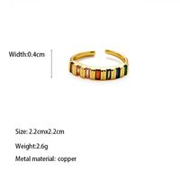 Copper Gold Plated Simple Style Shiny Inlay Carving Rectangle Zircon Rings main image 2
