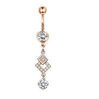 Simple Style Water Droplets Flower Butterfly Stainless Steel Inlay Zircon Women's Belly Ring sku image 8