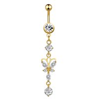 Simple Style Water Droplets Flower Butterfly Stainless Steel Inlay Zircon Women's Belly Ring sku image 13