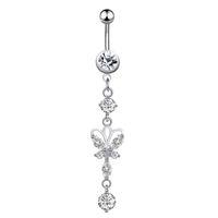 Simple Style Water Droplets Flower Butterfly Stainless Steel Inlay Zircon Women's Belly Ring sku image 9