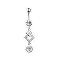 Simple Style Water Droplets Flower Butterfly Stainless Steel Inlay Zircon Women's Belly Ring sku image 1