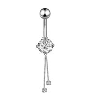 Simple Style Water Droplets Flower Butterfly Stainless Steel Inlay Zircon Women's Belly Ring sku image 2