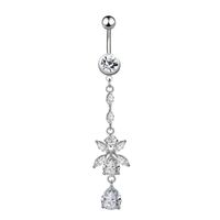 Simple Style Water Droplets Flower Butterfly Stainless Steel Inlay Zircon Women's Belly Ring sku image 16