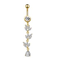 Simple Style Water Droplets Flower Butterfly Stainless Steel Inlay Zircon Women's Belly Ring sku image 17
