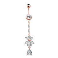 Simple Style Water Droplets Flower Butterfly Stainless Steel Inlay Zircon Women's Belly Ring sku image 19