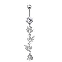 Simple Style Water Droplets Flower Butterfly Stainless Steel Inlay Zircon Women's Belly Ring sku image 15