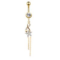 Simple Style Water Droplets Flower Butterfly Stainless Steel Inlay Zircon Women's Belly Ring sku image 7