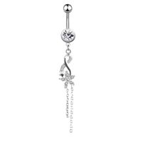 Simple Style Water Droplets Flower Butterfly Stainless Steel Inlay Zircon Women's Belly Ring sku image 4
