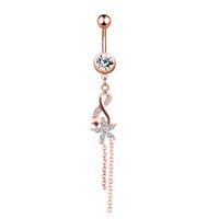 Simple Style Water Droplets Flower Butterfly Stainless Steel Inlay Zircon Women's Belly Ring sku image 12