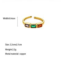 Copper Gold Plated Simple Style Shiny Inlay Carving Rectangle Zircon Rings sku image 2