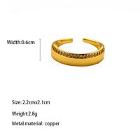 Copper Gold Plated Simple Style Shiny Inlay Carving Rectangle Zircon Rings sku image 1
