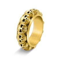 304 Stainless Steel 18K Gold Plated Elegant Simple Style Polishing Skull Rings Anxiety Ring main image 3