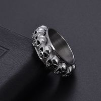 304 Stainless Steel 18K Gold Plated Elegant Simple Style Polishing Skull Rings Anxiety Ring main image 7