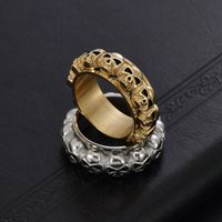304 Stainless Steel 18K Gold Plated Elegant Simple Style Polishing Skull Rings Anxiety Ring main image 6