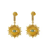 1 Pair IG Style Simple Style Shiny Eye Hollow Out Inlay 304 Stainless Steel Rhinestones 18K Gold Plated Drop Earrings main image 6