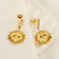 1 Pair IG Style Simple Style Shiny Eye Hollow Out Inlay 304 Stainless Steel Rhinestones 18K Gold Plated Drop Earrings main image 4