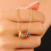 Copper Elegant Vintage Style Color Block Earrings Necklace Jewelry Set main image 4