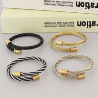 Simple Style Geometric 304 Stainless Steel 18K Gold Plated Men's Bangle main image 1