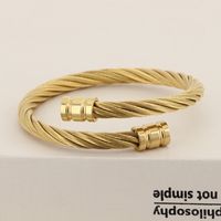 Simple Style Geometric 304 Stainless Steel 18K Gold Plated Men's Bangle main image 7