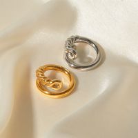 316 Stainless Steel  18K Gold Plated Simple Style Classic Style Plating Solid Color Rings main image 4