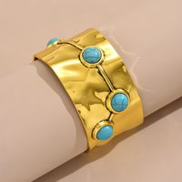 Wholesale Jewelry Simple Style Classic Style Solid Color Alloy Turquoise Inlay Bangle main image 6