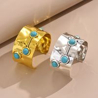 Wholesale Jewelry Simple Style Classic Style Solid Color Alloy Turquoise Inlay Bangle main image 4
