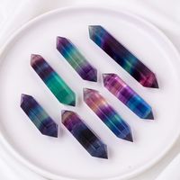Natural Colorful Fluorite Single Pointed Hexagonal Column Polished Crystal Rough Stone sku image 7