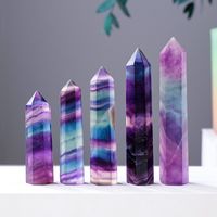 Natural Colorful Fluorite Single Pointed Hexagonal Column Polished Crystal Rough Stone sku image 9