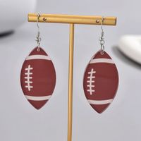 1 Pair Simple Style Classic Style Rugby Printing Arylic Pu Leather Drop Earrings main image 3