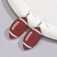 1 Pair Simple Style Classic Style Rugby Printing Arylic Pu Leather Drop Earrings main image 4