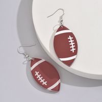 1 Pair Simple Style Classic Style Rugby Printing Arylic Pu Leather Drop Earrings main image 6