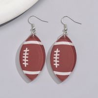 1 Pair Simple Style Classic Style Rugby Printing Arylic Pu Leather Drop Earrings main image 5