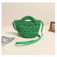 Women's Small Cotton Solid Color Vintage Style Classic Style Square Magnetic Buckle Straw Bag sku image 3