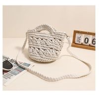 Women's Small Cotton Solid Color Vintage Style Classic Style Square Magnetic Buckle Straw Bag sku image 2