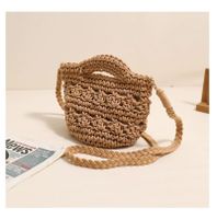 Women's Small Cotton Solid Color Vintage Style Classic Style Square Magnetic Buckle Straw Bag sku image 1