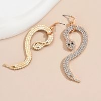 1 Pair Simple Style Snake Inlay Alloy Rhinestones Drop Earrings main image 6