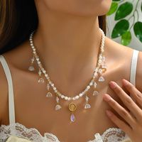 Elegant Dame Strassenmode Quaste Blume Künstliche Perle Legierung Inlay Künstlicher Kristall Frau Halskette Mit Anhänger main image 1