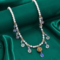 Elegant Lady Streetwear Tassel Flower Artificial Pearl Alloy Inlay Artificial Crystal Women's Pendant Necklace main image 3