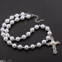 IG Style Glam Hip-Hop Cross 304 Stainless Steel Imitation Pearl Beaded Three-dimensional Inlay Artificial Pearls Unisex Pendant Necklace main image 4