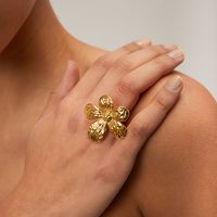 304 Stainless Steel 18K Gold Plated IG Style Flower Rings main image 1