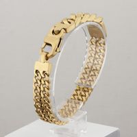 Simple Style Solid Color 304 Stainless Steel 18K Gold Plated Men's Bracelets main image 4