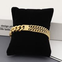 Simple Style Solid Color 304 Stainless Steel 18K Gold Plated Men's Bracelets main image 8