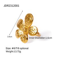 304 Stainless Steel 18K Gold Plated IG Style Flower Rings sku image 1