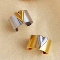 304 Stainless Steel 18K Gold Plated Elegant Glam Retro Shiny Metallic Heart Shape Open Rings main image 1
