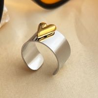 304 Stainless Steel 18K Gold Plated Elegant Glam Retro Shiny Metallic Heart Shape Open Rings sku image 2