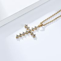 Casual Simple Style Cross 304 Stainless Steel Inlay Rhinestones 18K Gold Plated Unisex Pendant Necklace main image 5