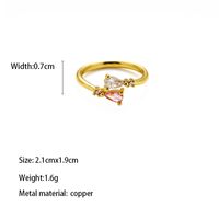 Kupfer Messing Vergoldet Dame Braut Romantisch Inlay Carving Juwel Zirkon Offener Ring sku image 1