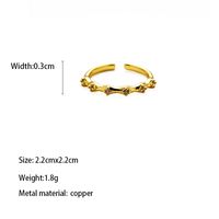 Copper Brass Gold Plated Lady Bridal Romantic Inlay Carving Gem Zircon Open Rings sku image 3