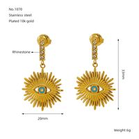 1 Pair IG Style Simple Style Shiny Eye Hollow Out Inlay 304 Stainless Steel Rhinestones 18K Gold Plated Drop Earrings main image 2