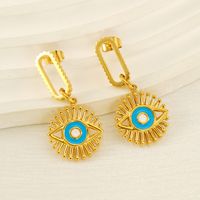 1 Pair IG Style Retro Simple Style Eye Plating 304 Stainless Steel 18K Gold Plated Drop Earrings main image 3